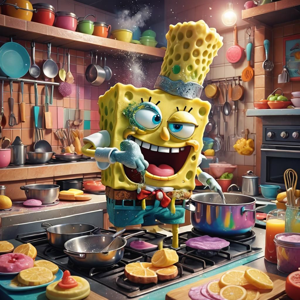 Spongebob Squarepants Cooking in Anime Style