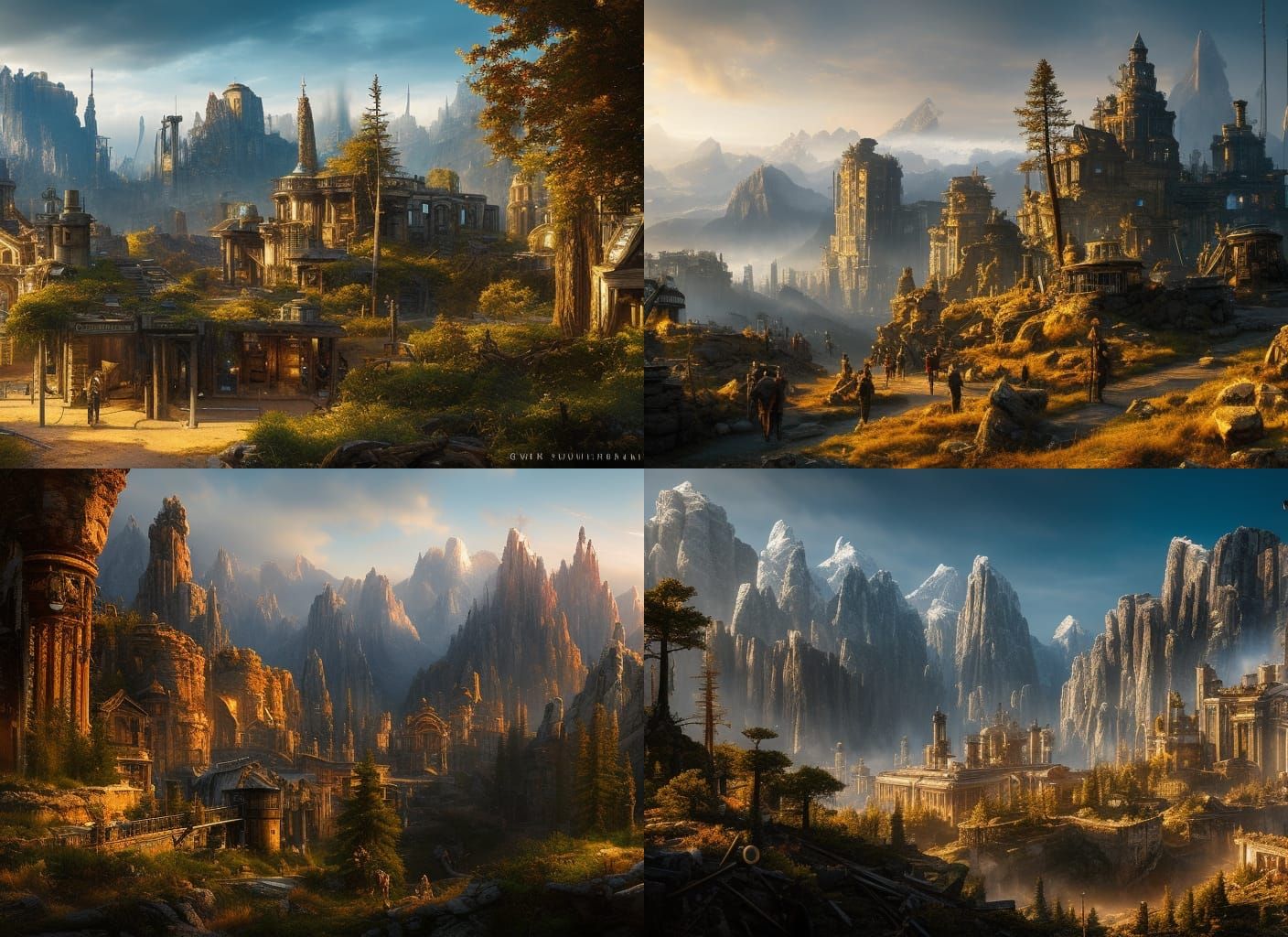 Steampunk City in Post-Apocalyptic Landscape