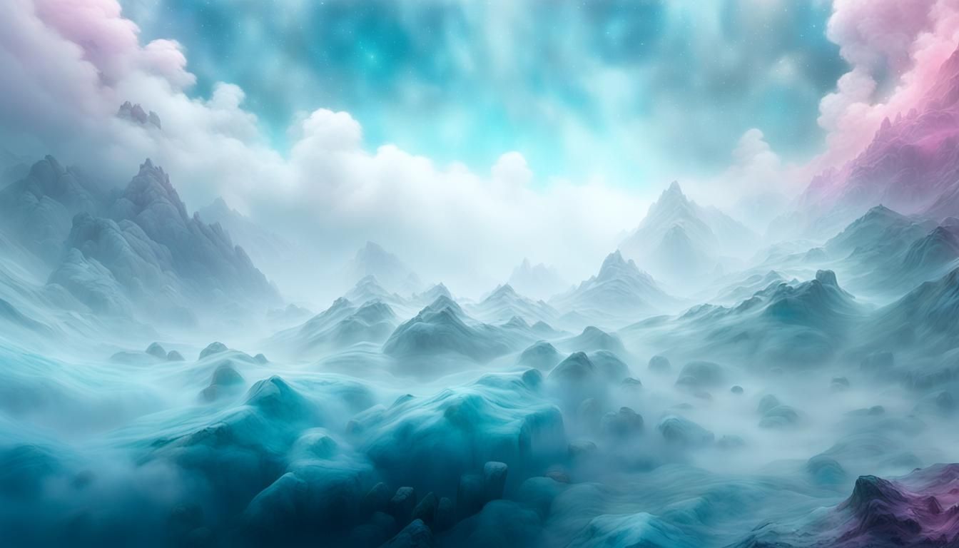 Fantastical Misty Landscape in Soft Digital Painting Style