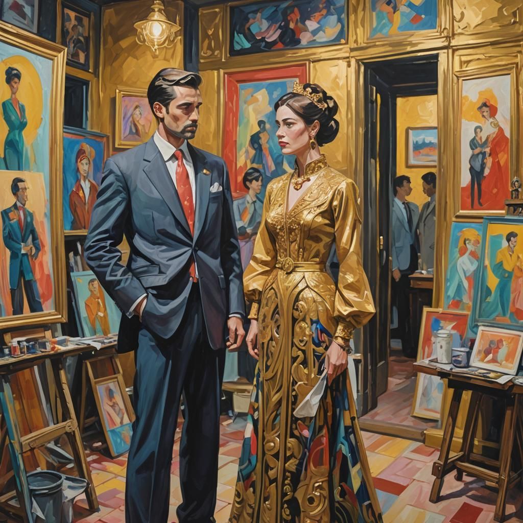 Expressionist Gouache Painting in Zwart Style Art Studio