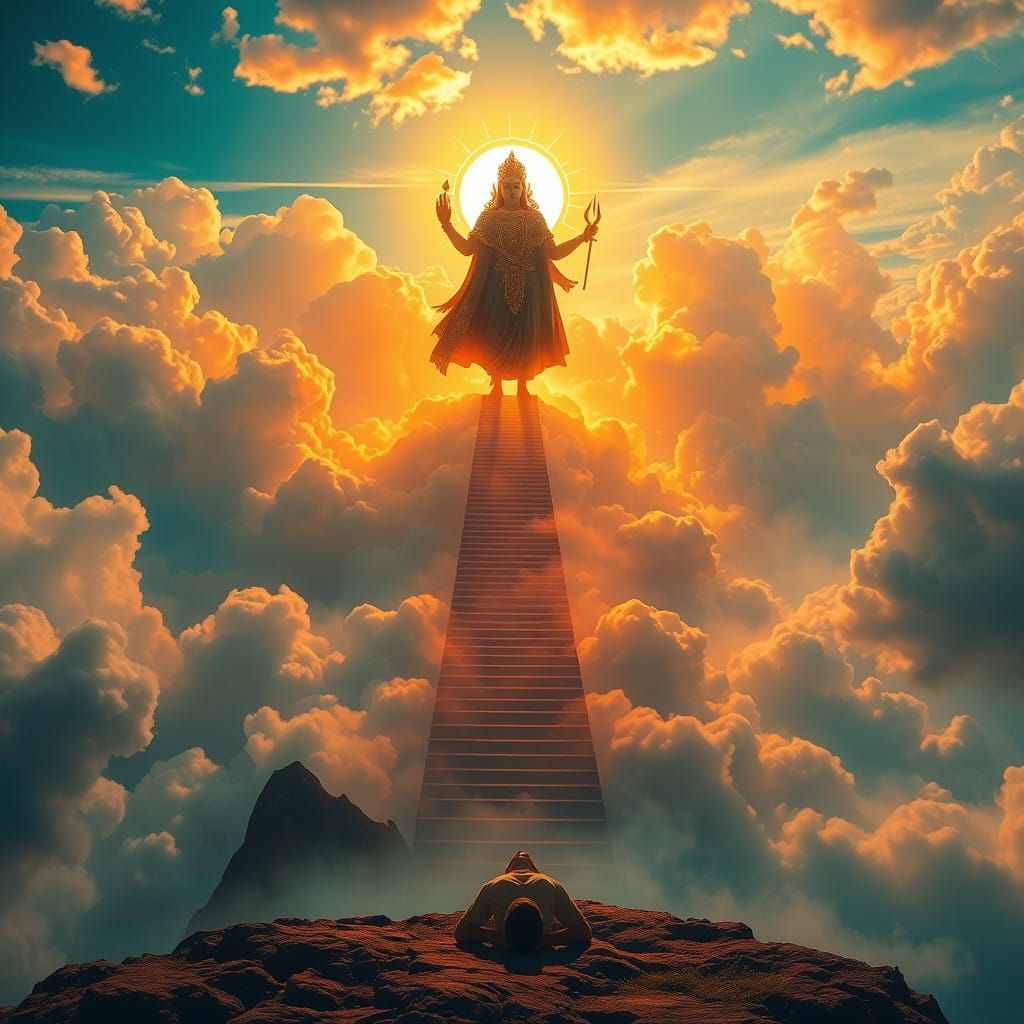 Majestic Deity Ascends on Billowing Clouds, Golden Gate Shin...