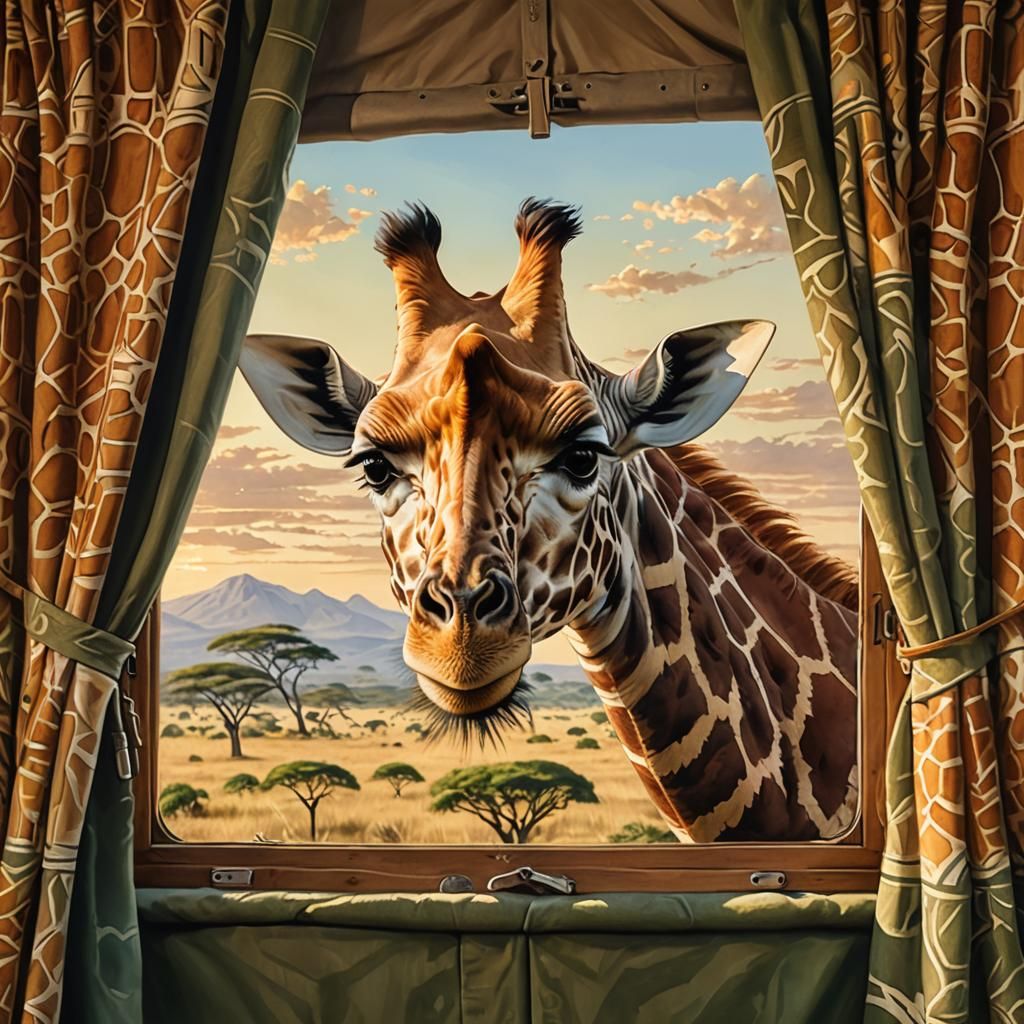 Realistic Wildlife Concept Art of Giraffe in Golden Hour