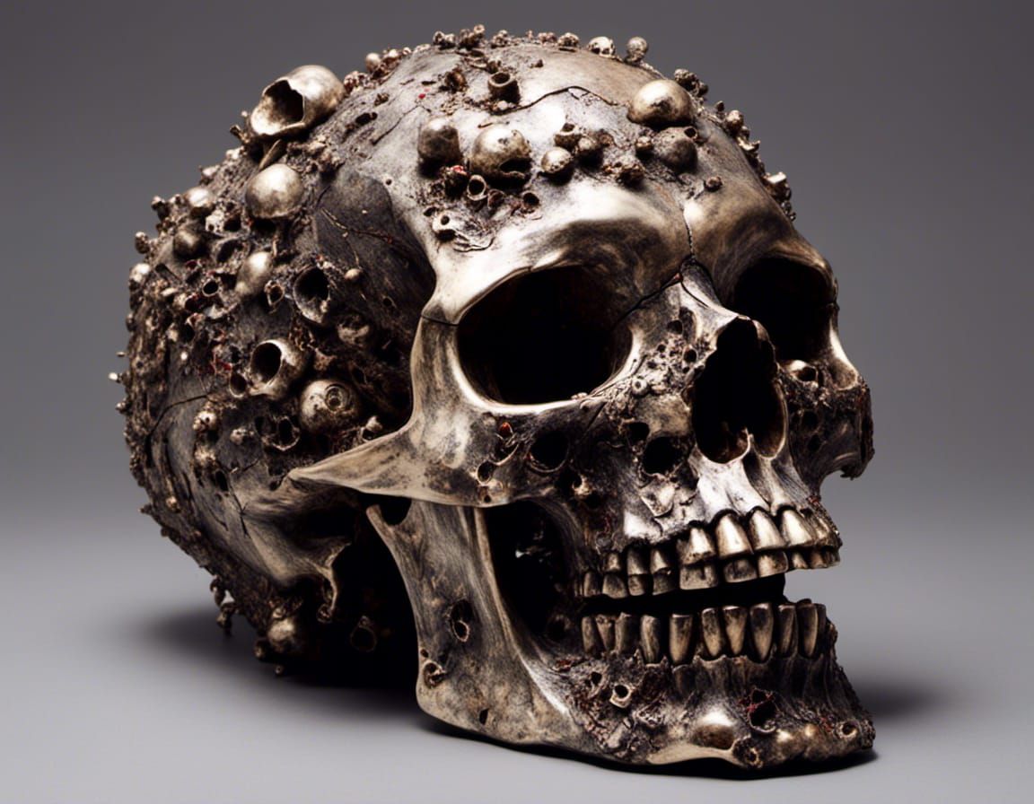 Giant Skull Sculpture Made of Skulls