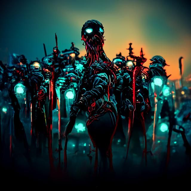Undefeated Zombie Army: Digital Art in Dark Colors