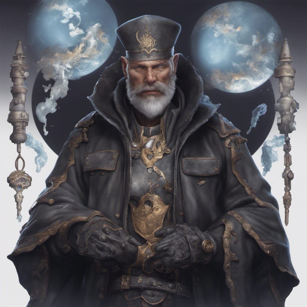 Fantastical Inventor in Detailed Matte Painting