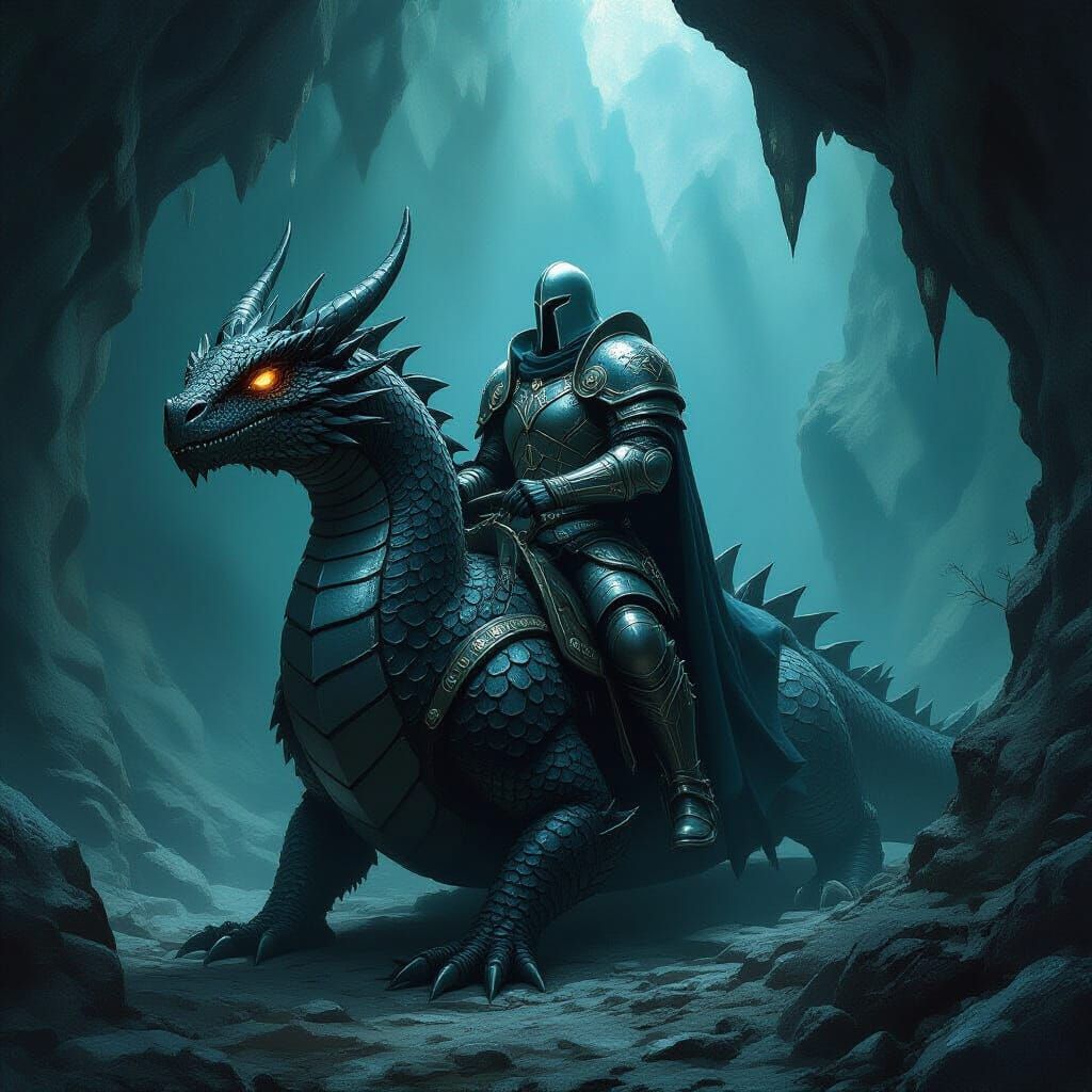 Duergar Champion on Cavern Drake, Gritty Realism