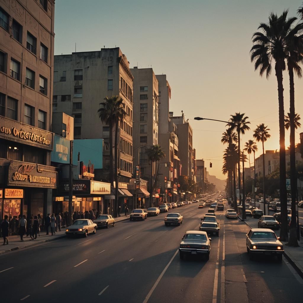 Sunset on Sunset Boulevard: Cinematic Film Still