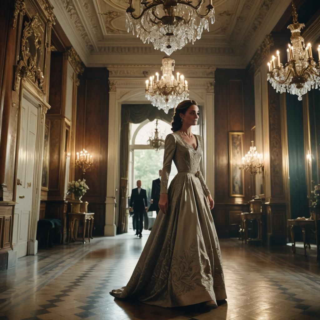Princess Kate Walks Through Ornate Doorway