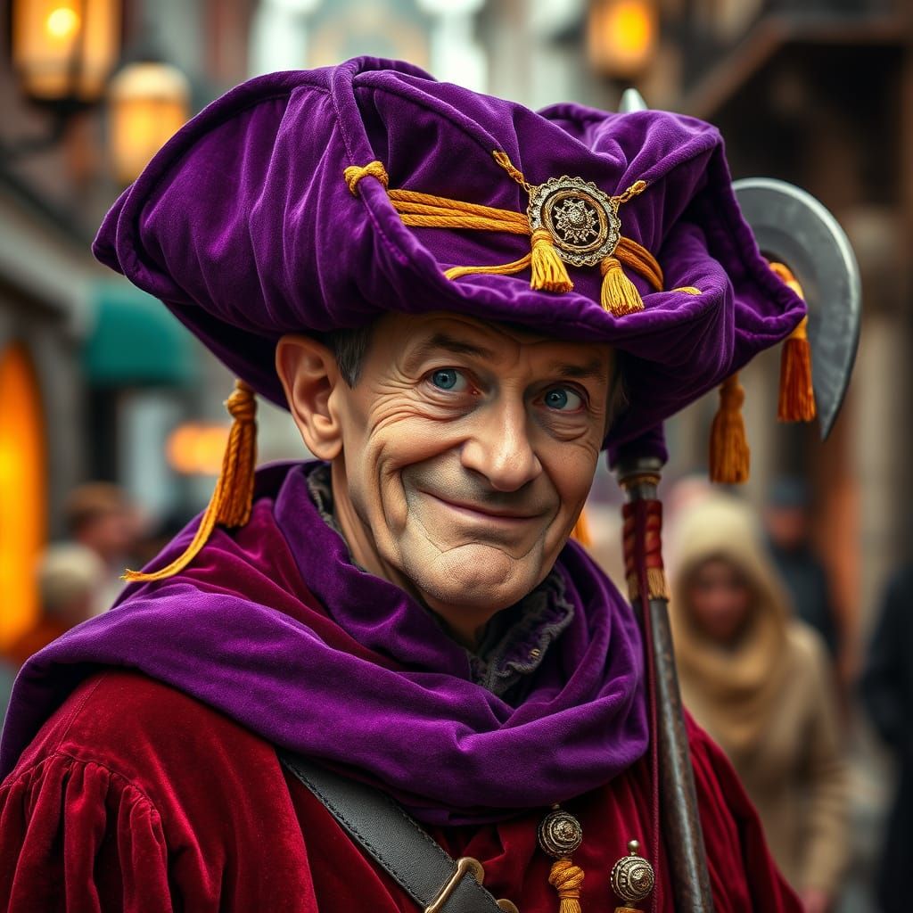 Smirking Man in Purple Livery Portrait