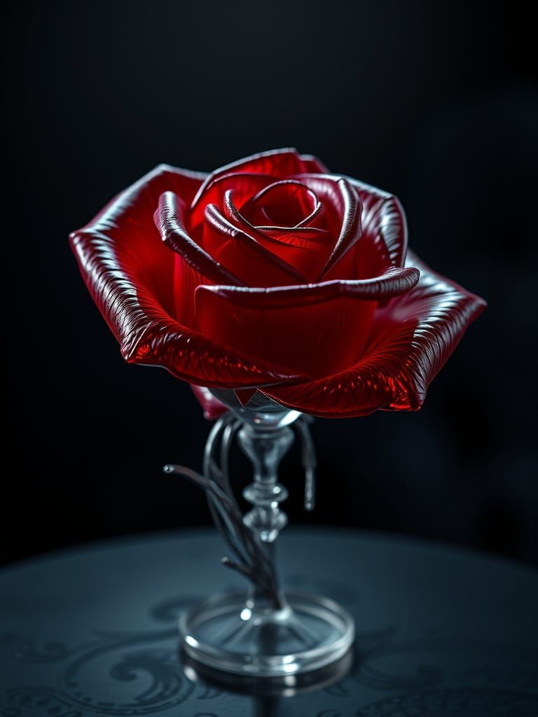 Surreal Glass Rose Blooms in Dark Gothic Splendor, in High-R...