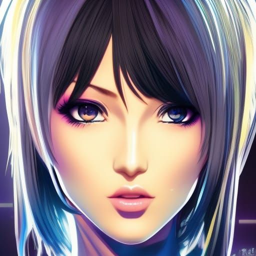 Cyberpunk Anime Girl Portrait in Digital Art Style