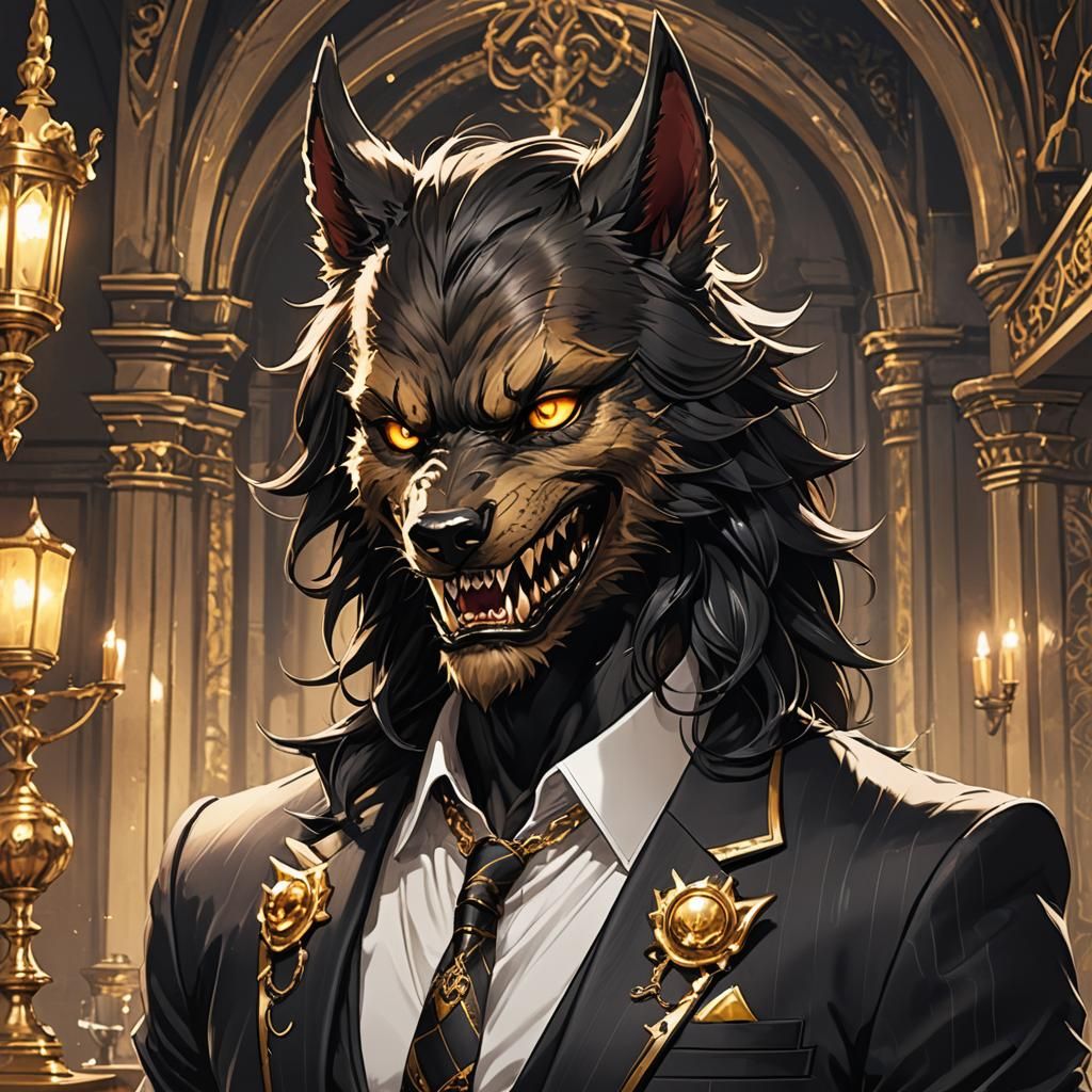 Werewolf Prince with Amber Eyes in Anime Style