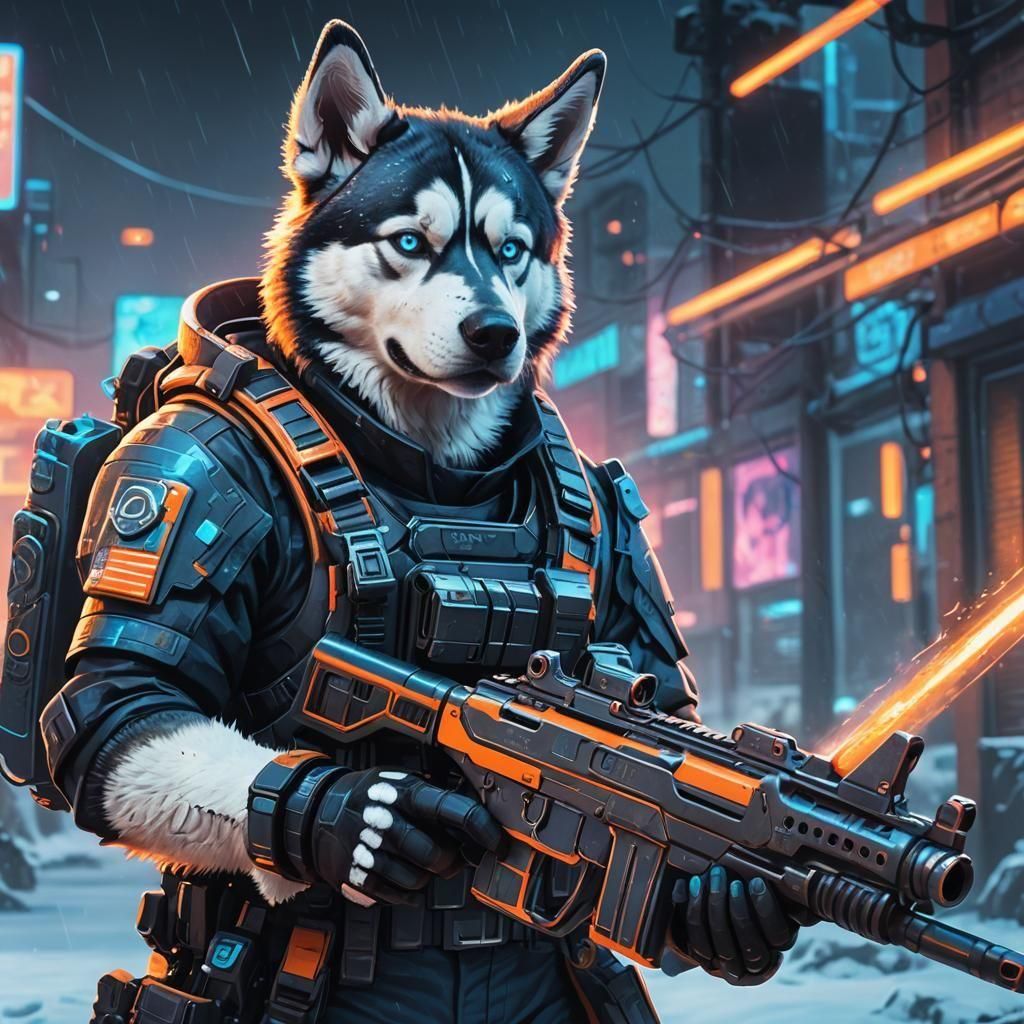 Cyberpunk Husky Dog Soldier in Call of Duty
