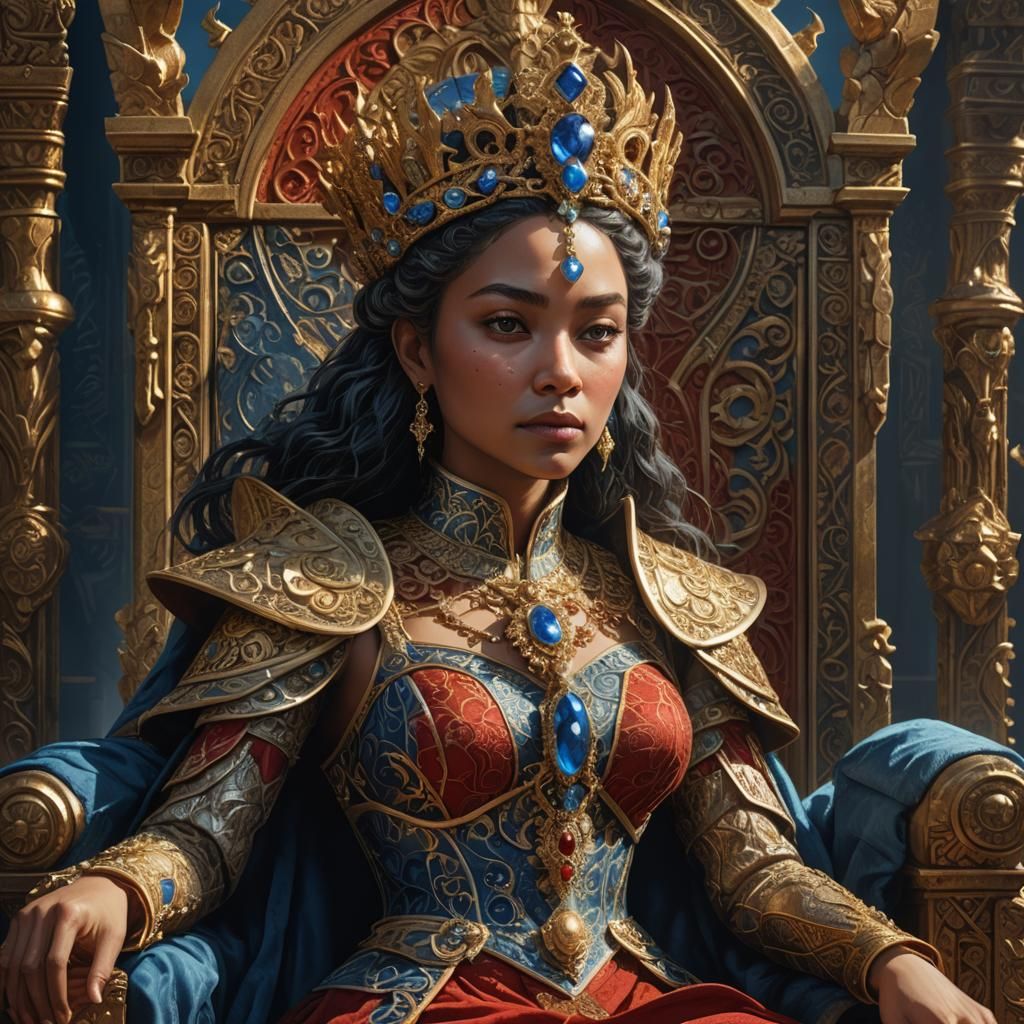 Regal Queen on Throne: Fantasy Concept Art