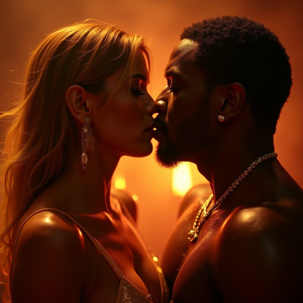 Golden Sensuality: A Cinematic Moment of Passion