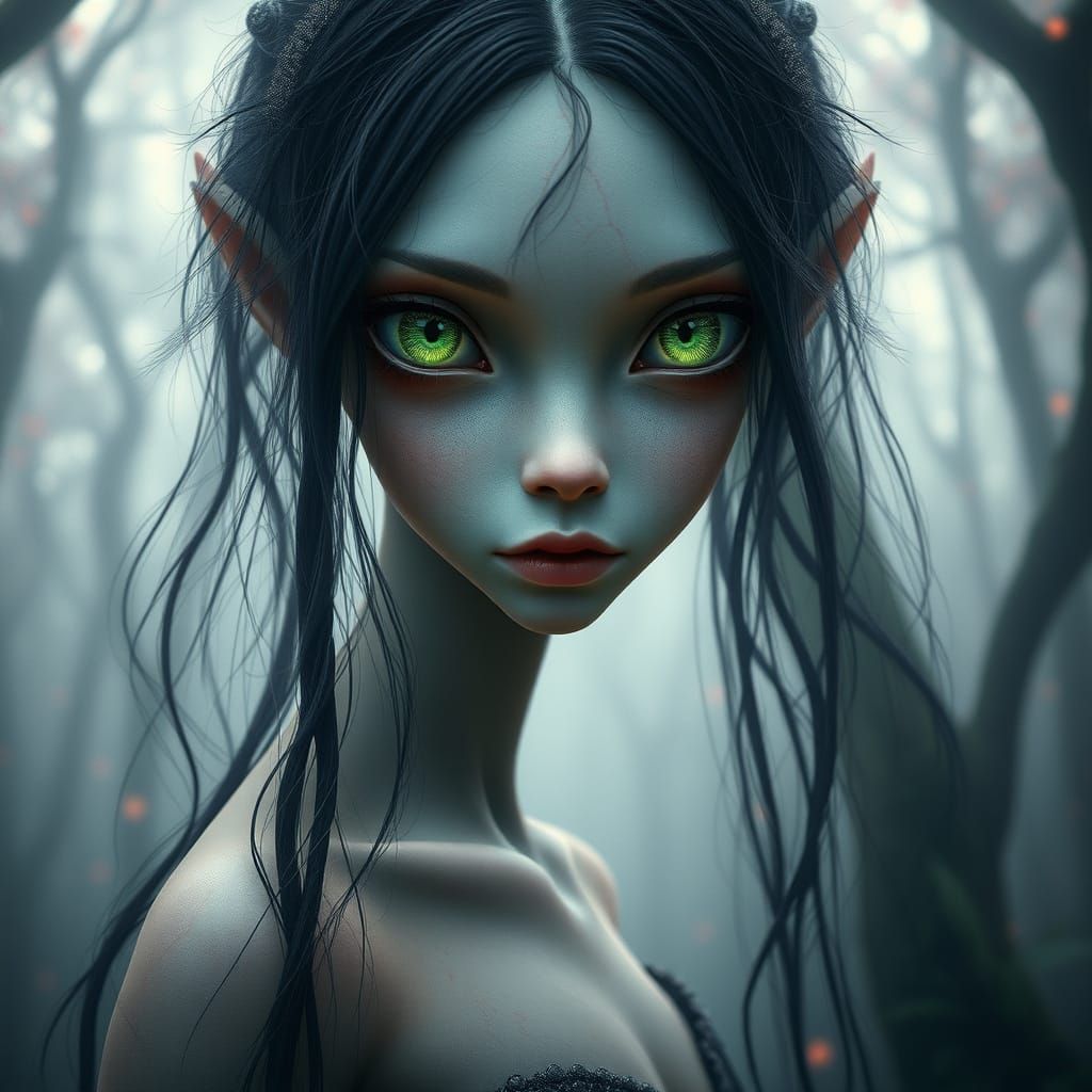 Ethereal Alien Goddess in Blind Forest