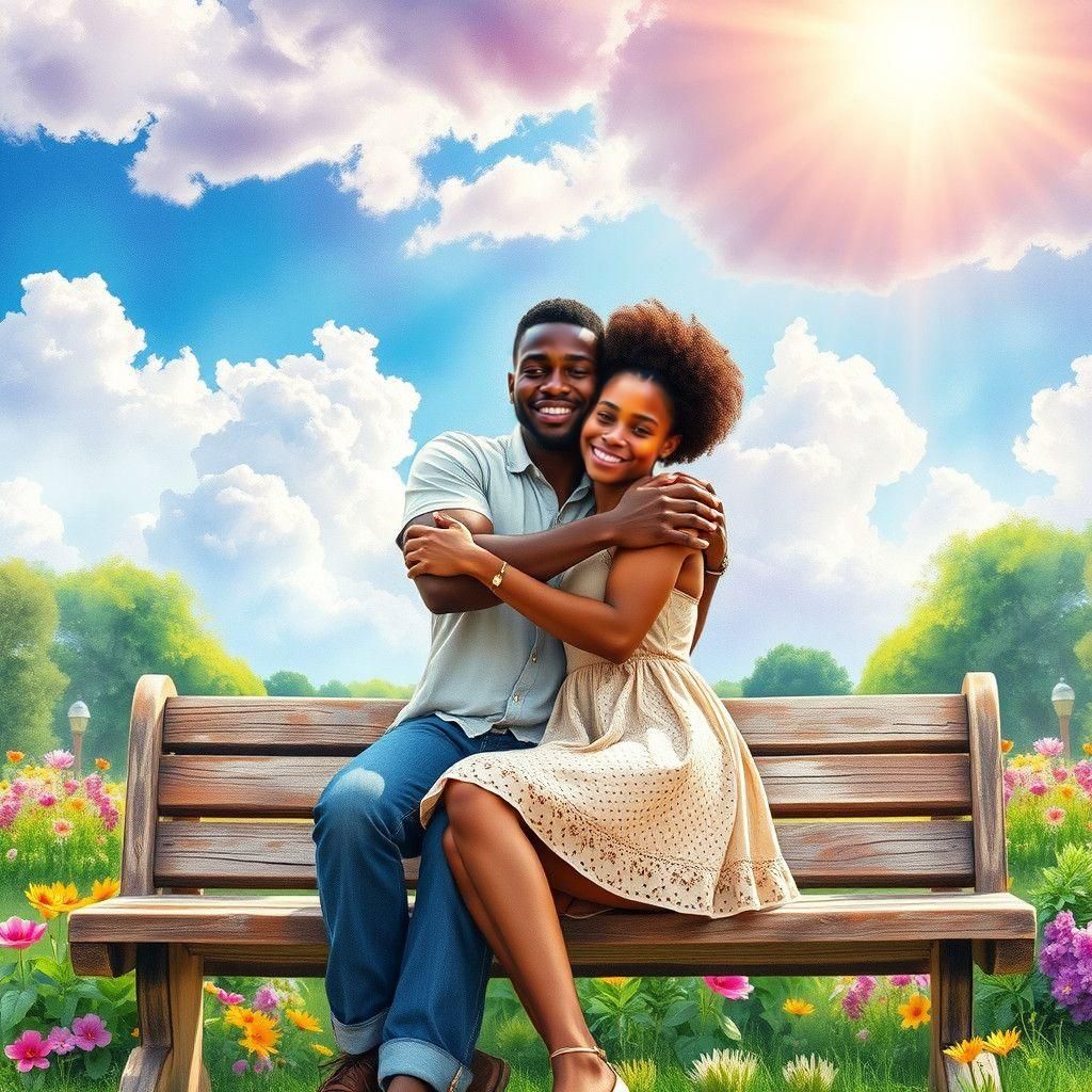 Monet-Style Watercolor of Couple in Park