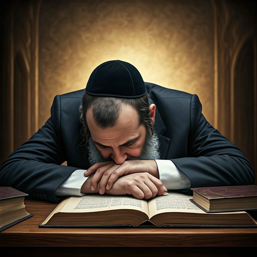 Ultra-Orthodox Jew in Contemplative Slumber