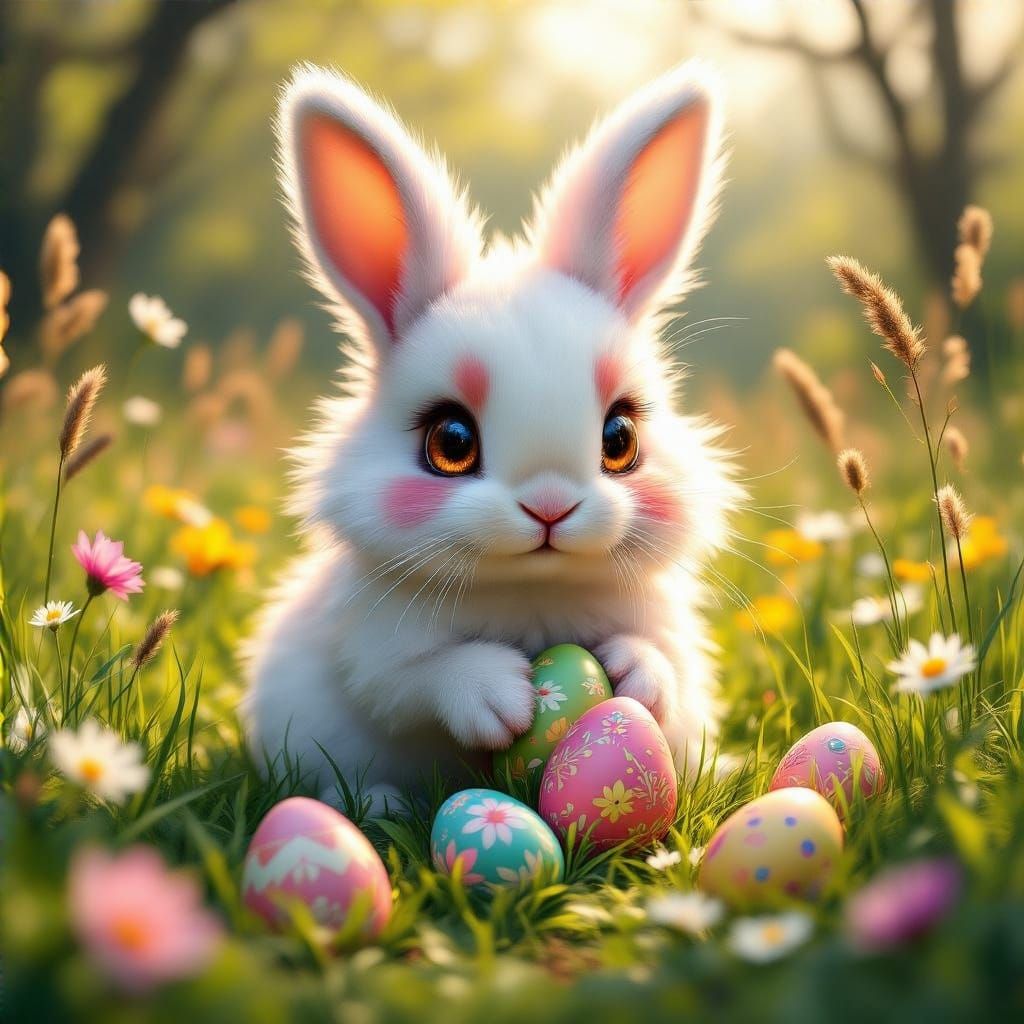 Whimsical Easter Wonderland in Hyperrealistic Style