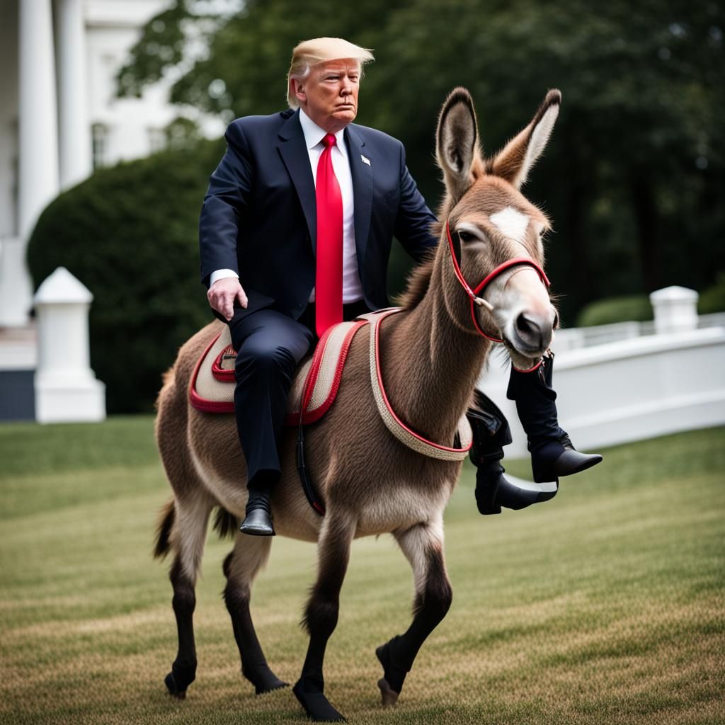Donald Trump Rides Donkey to White House