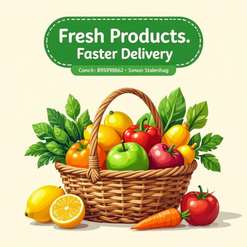 Gaursly Grocery Store Banner with Fresh Produce