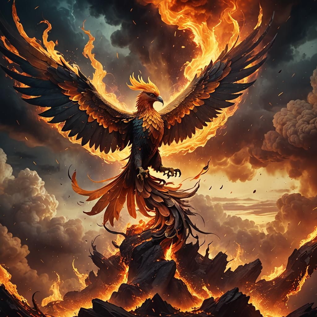 Phoenix Rising in Fiery Cinematic Style