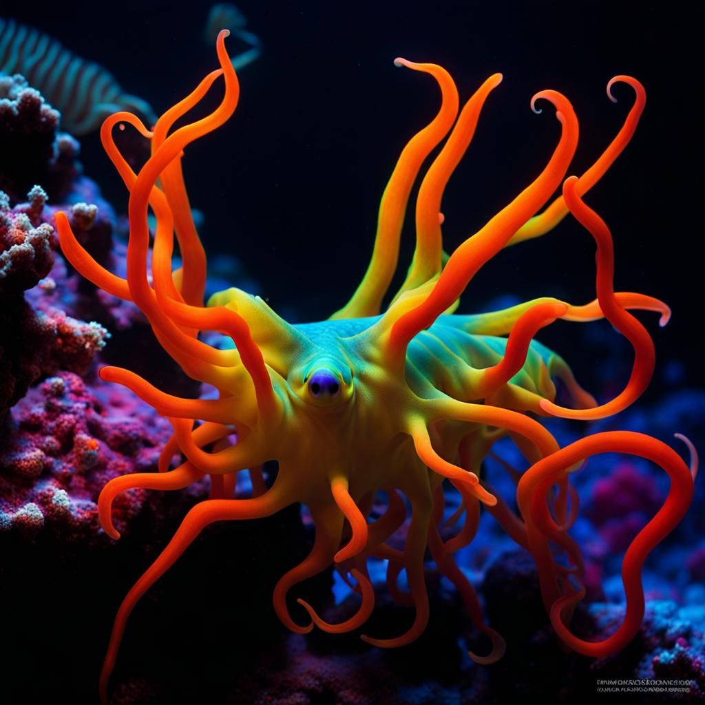 Beautiful but scary deep sea creature from the bottom of the ocean.