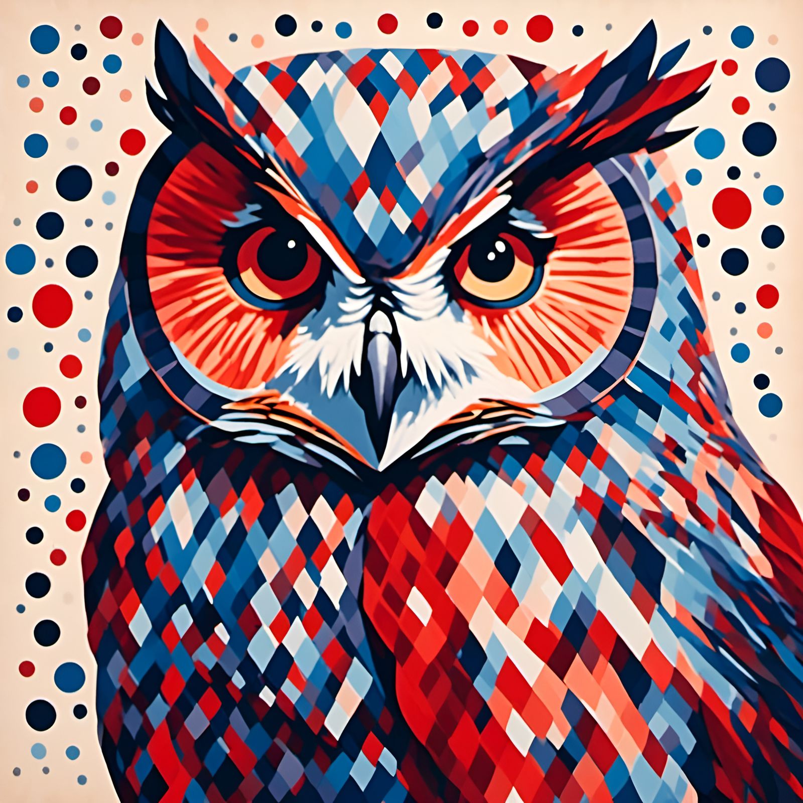 Geometric Owl Portrait in Contrasting Colors
