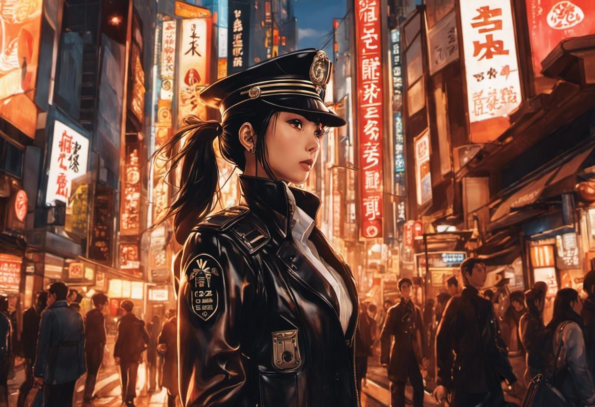 Japanese Police woman around Shinjuku 1.0