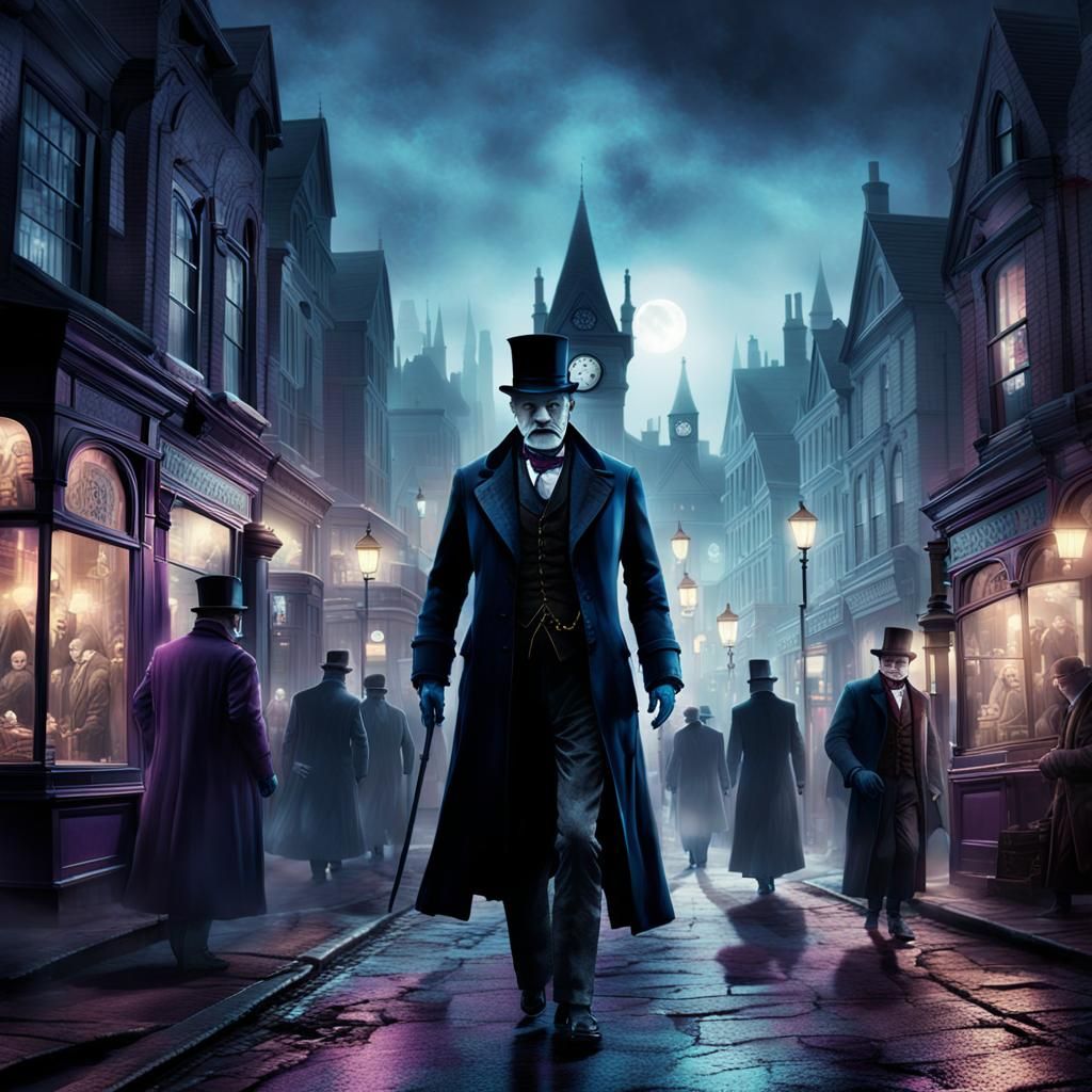 Victorian Ghost Appears on Modern Street, Gothic Art