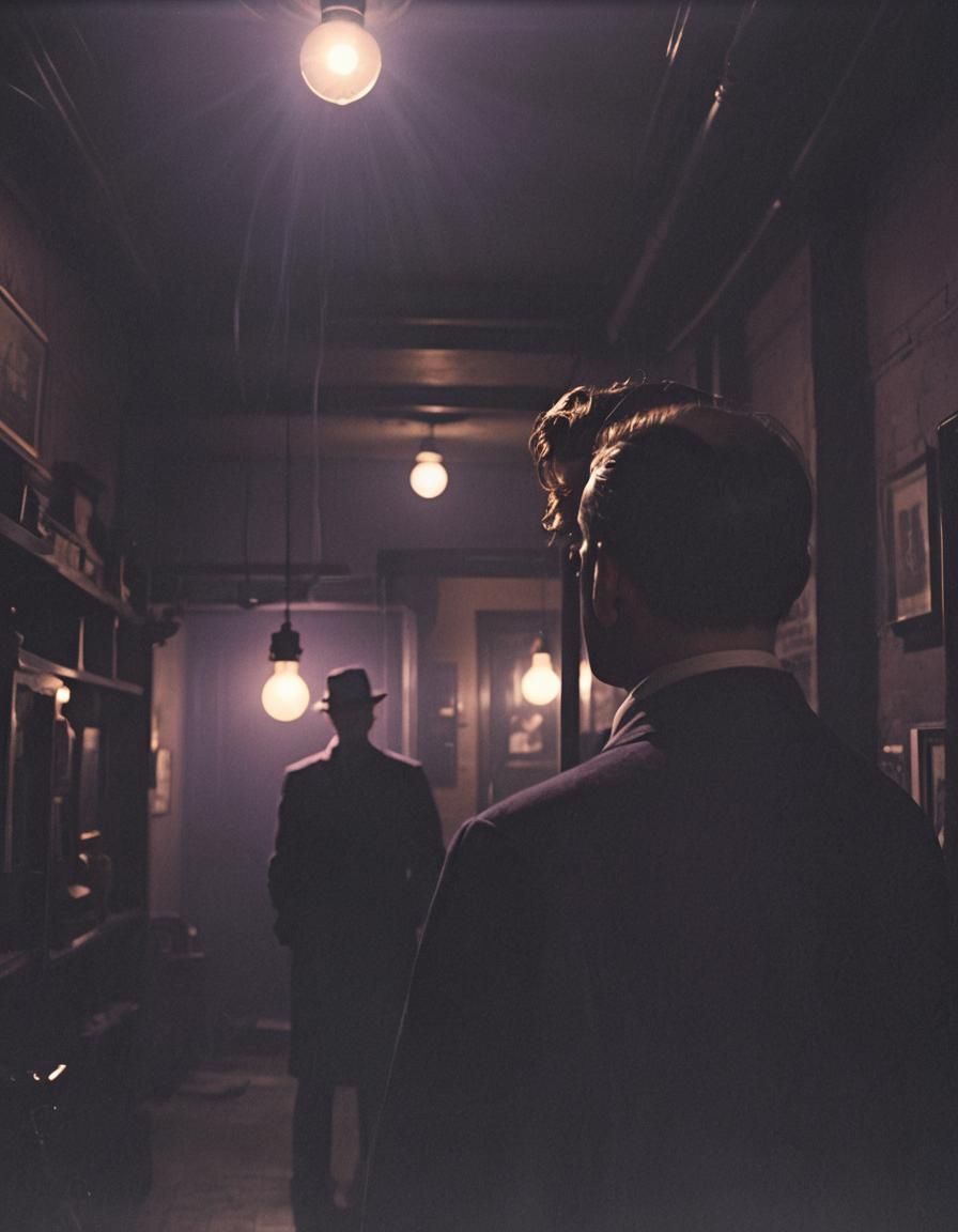 Ominous Figure in Film Noir Style