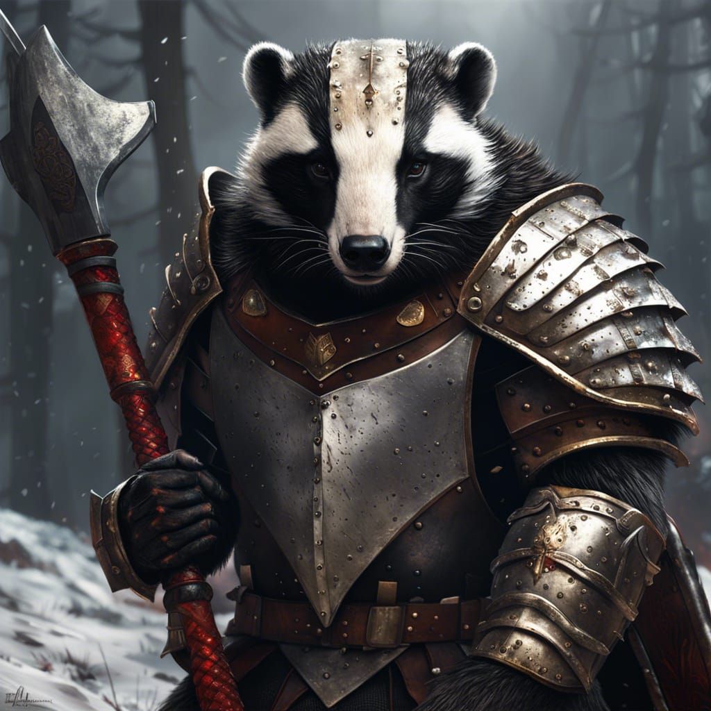 Were-Badger Warrior in Dark Elegant Armor