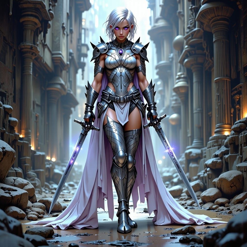 Silver-Haired Warrior in Mirrored Realm