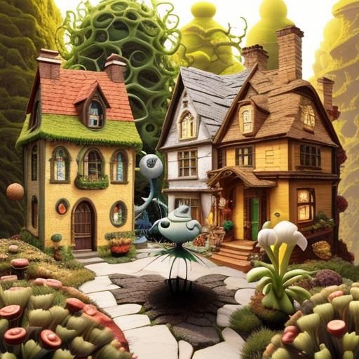 Cute Alien Plant Wizard in Maximalist Style