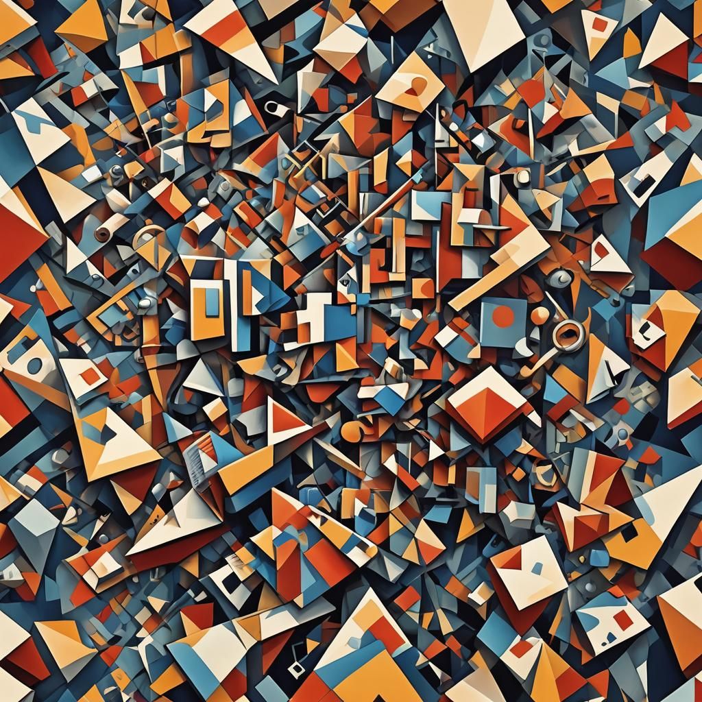 Abstract Cubist Composition in Art Deco Style