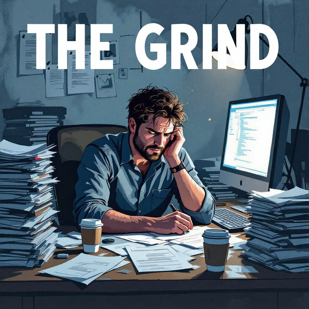 Illuminati Card: Drawn Illustration of Relentless Grind