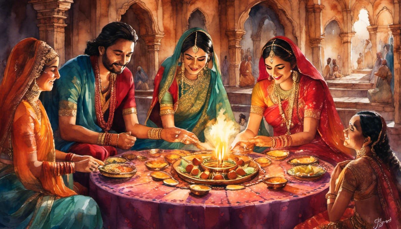 Diwali Lights Celebration in Watercolor Style
