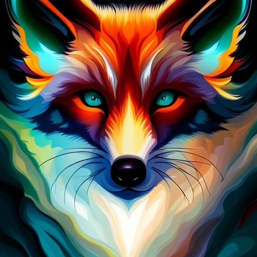 Fox Inkblot in Oil Painting Style