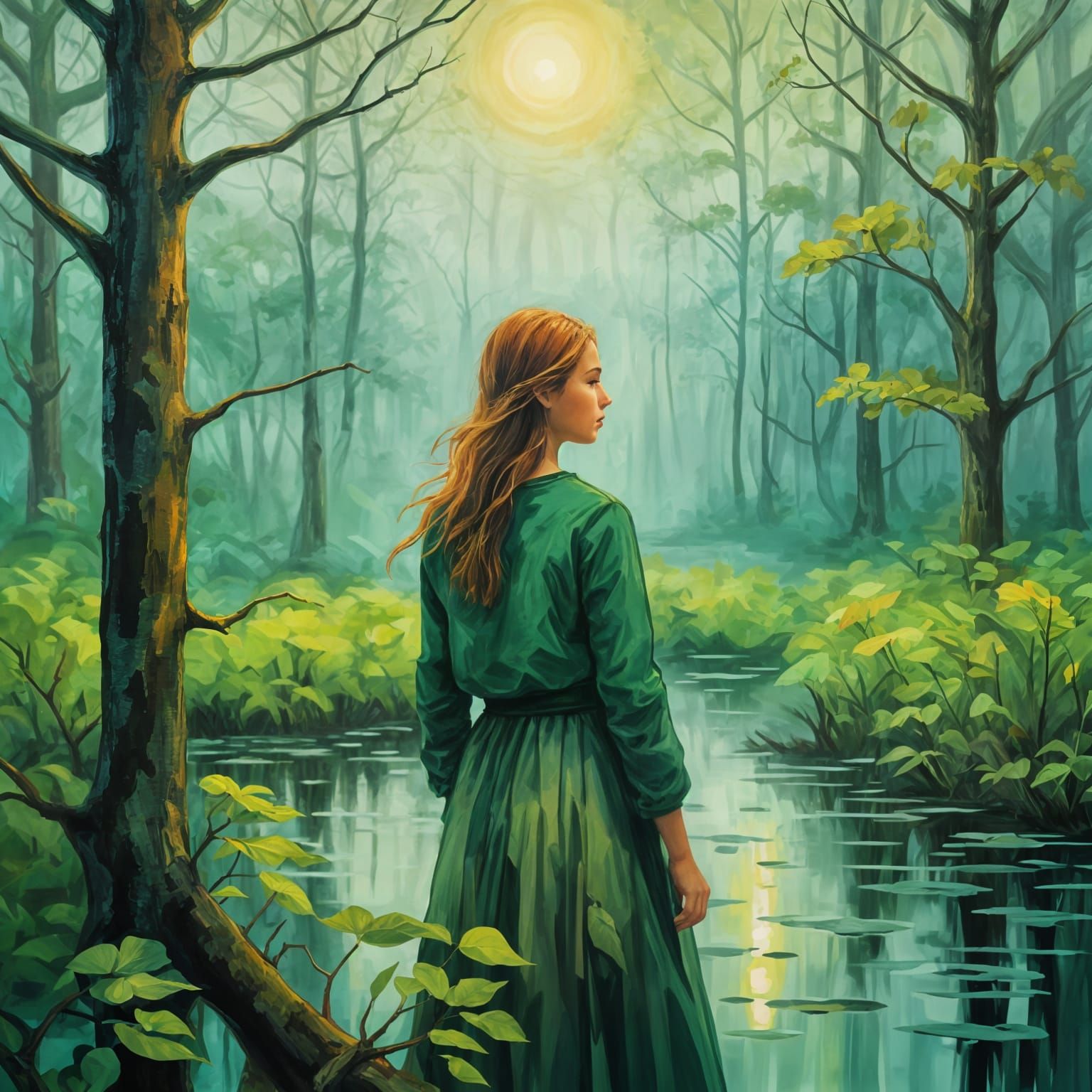 Misty Swamp: Wild Woman in Tree