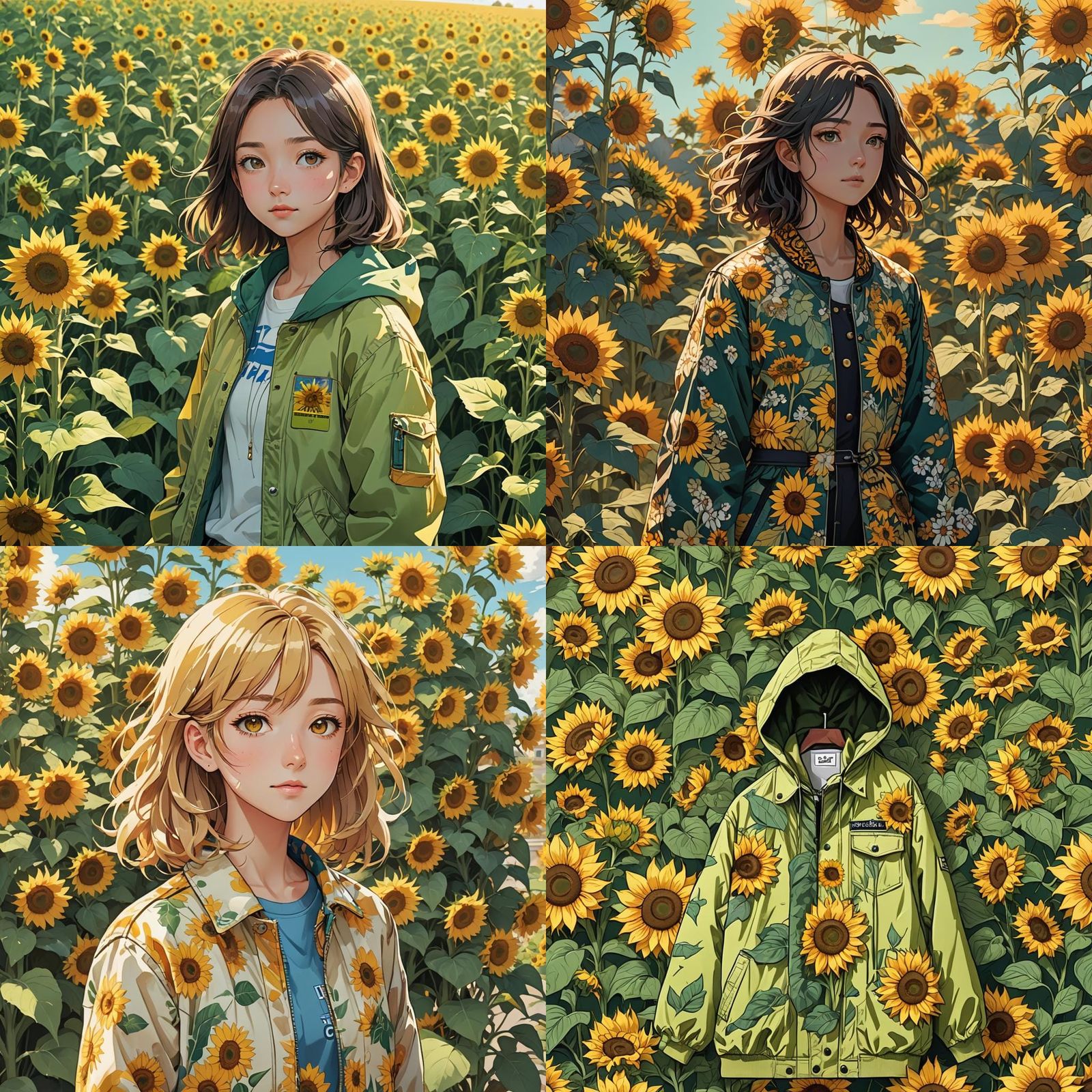 Sunflower Summer Jacket in Anime Style