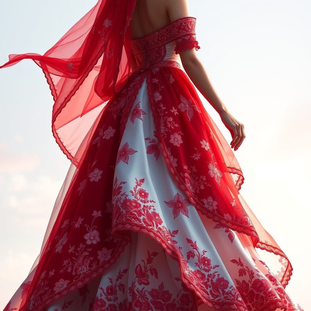 Majestic Indo-Western Gown with Off-Shoulder Design in Vibra...