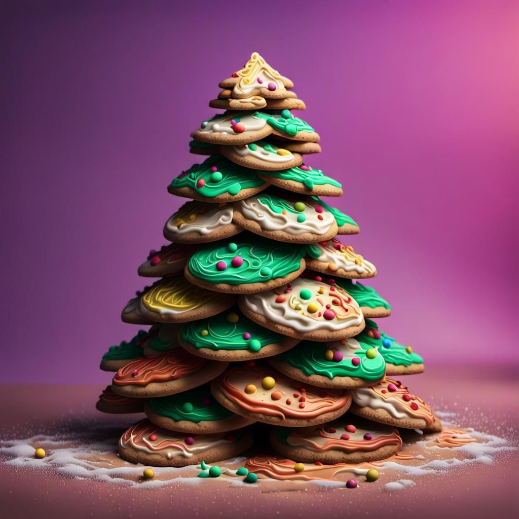 Hyperrealistic Cookie Christmas Tree Splash Art