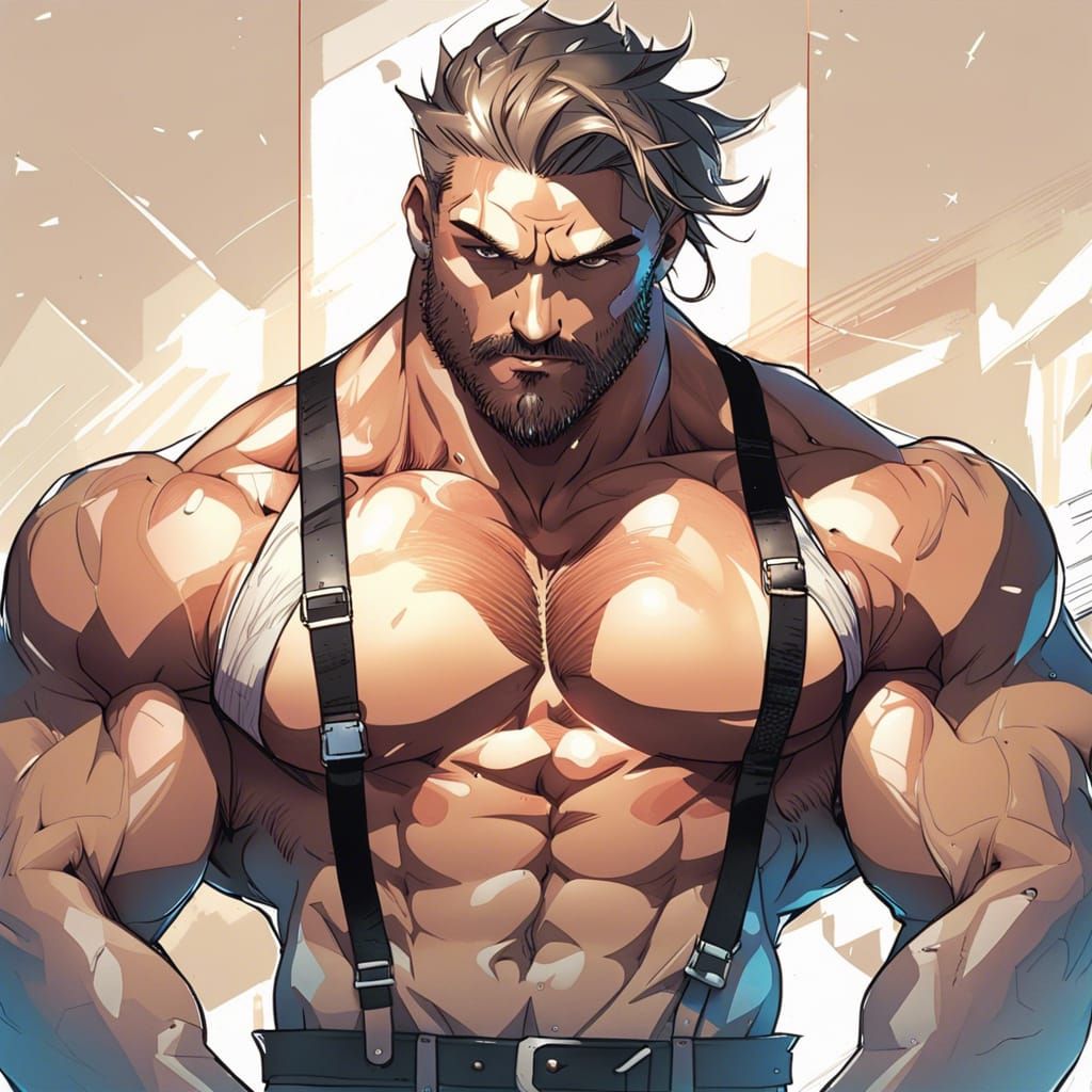 Anime Style Portrait of a Muscular Man