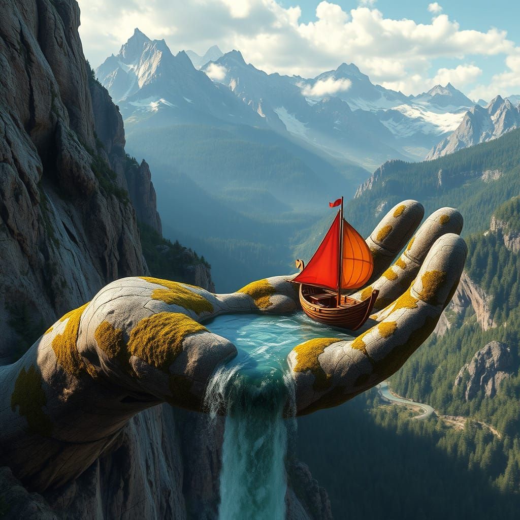 Ancient Nature's Gentle Guide in Hyperrealistic Concept Art