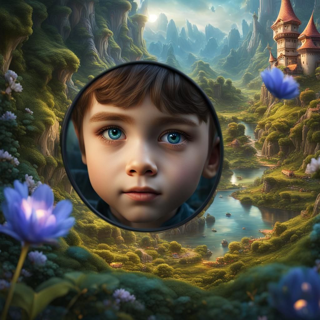Fairytale World Reflected in Child's Eyes