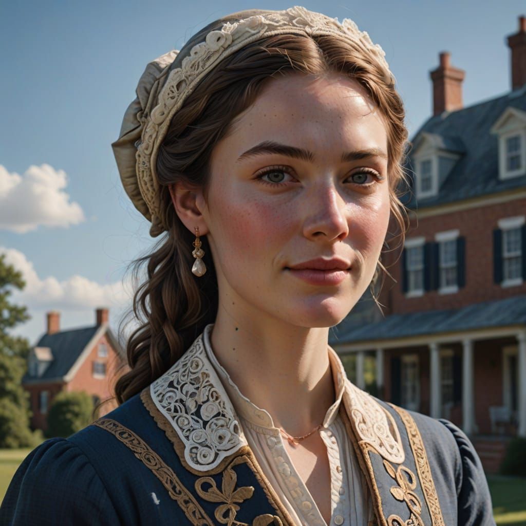Photorealistic Portrait of a Woman in Colonial Style