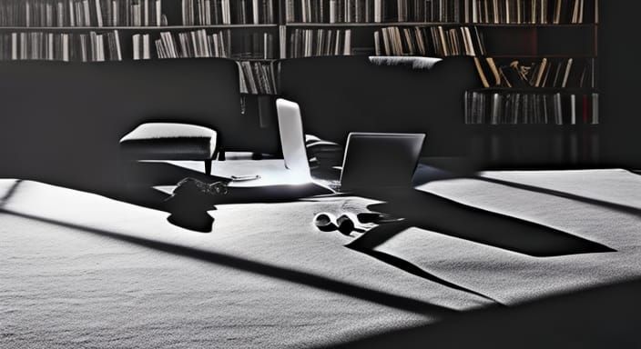 Man in Shadow Working on Laptop