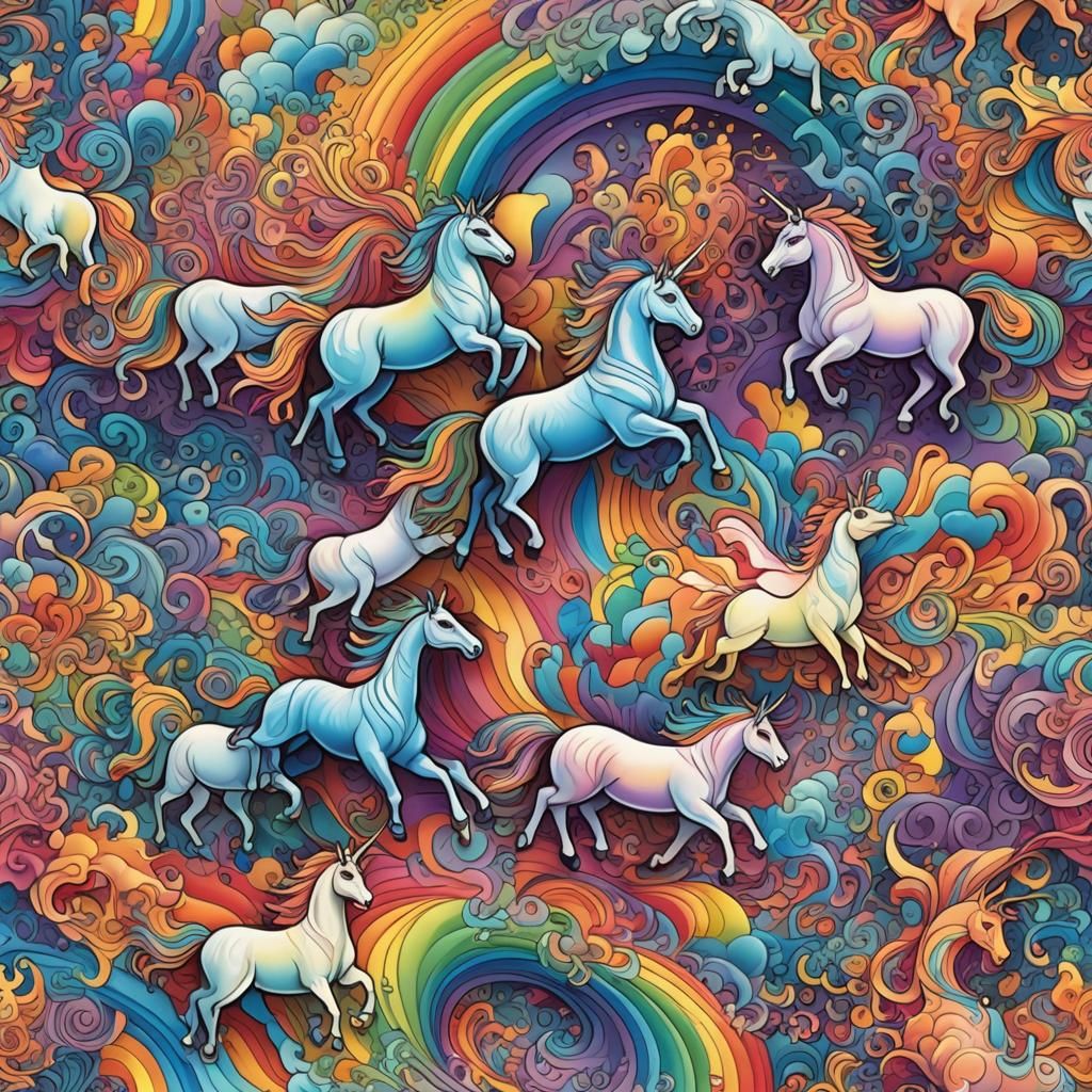 Unicorns Running on Rainbow: Abstract Algorithmic Art