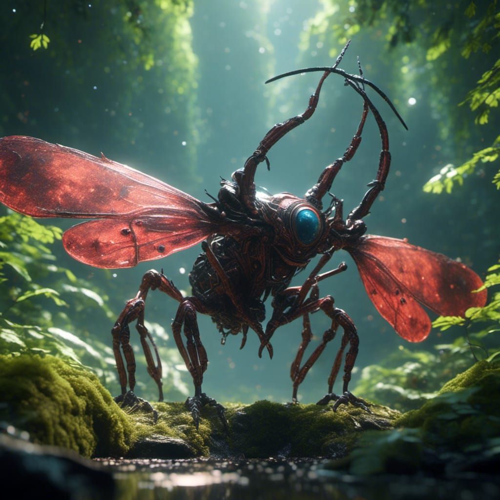 Alien Insect Warrior in Ghibli Style