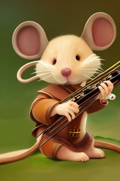 Whimsical Mouse Bard's Lakeside Fantasy